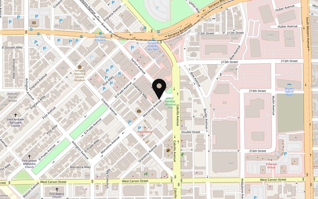 Street map of Old Torrance showing The Envy Collective